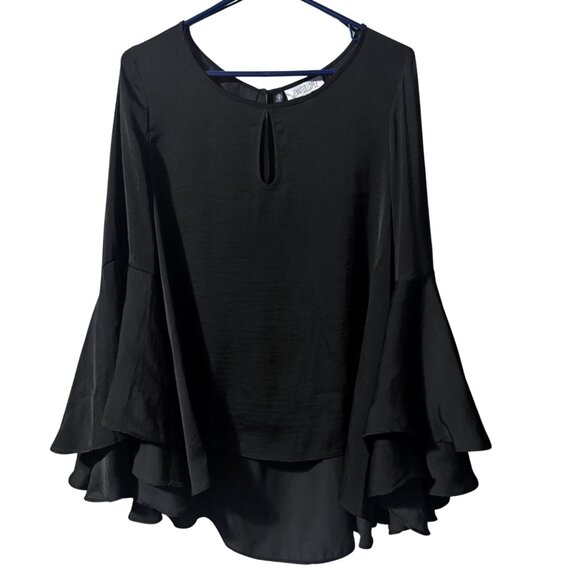 Jennifer Lopez Black Chiffon Bell Sleeve Blouse – Size M - Picture 5 of 10